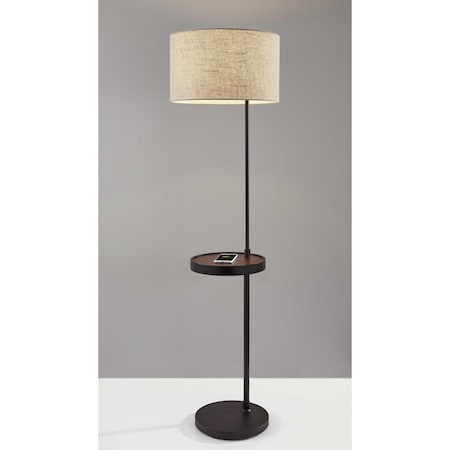 Estallar Black Metal & Wood Wireless Charging Shelf Floor Lamp, 17 x 17 x 63.5 in. ES3088924
